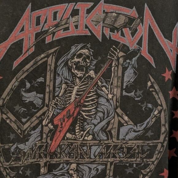 AFFLICTION American Metal Nashville Skeleton Guitar T-Shirt Flag Men's Large - Picture 5 of 6